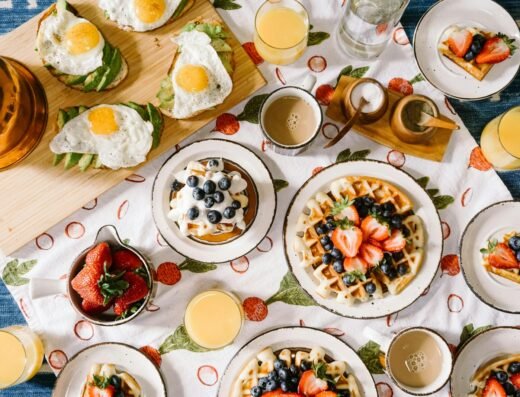 round white ceramic plate filled with waffle