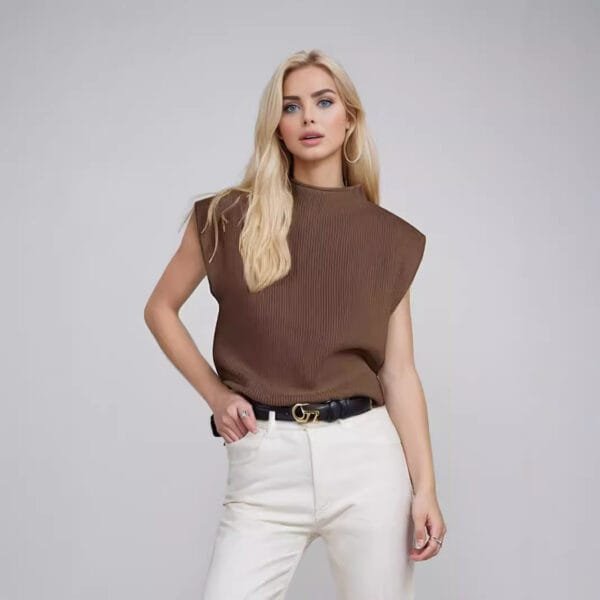 European And American Style Women Turtleneck Vest Sweater - Image 2