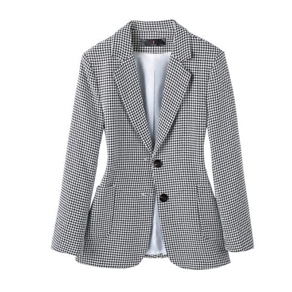 Women's Retro Long-sleeved Houndstooth Suit Jacket - Image 5