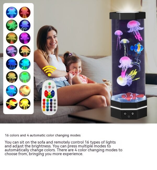 Jellyfish Lava Lamp 17 Colors Changing 15inch Jellyfish Lamp With Remote Control USB Plug-in Bubble Fish Lamp Kids Night Light Creative Projector Lamp Home Decor - Image 10