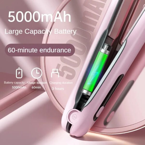 Wireless Hair Straightener Flat Iron Mini 2 IN 1 Roller USB 5000mAh Max 200 Degree Portable Cordless Curler 4 Levels Dry And Wet Uses - Image 5