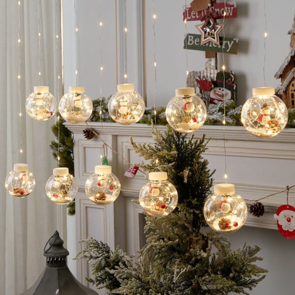 10PCS LED Christmas Curtain Lamp Fairy Snowman Wishing Ball Lamp String Christmas Window Decoration Christmas Light Room - Image 4