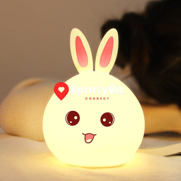 Cute Night Light Animal Rabbit Night lamps Touch Sensor Silicone LED Colorful Lights