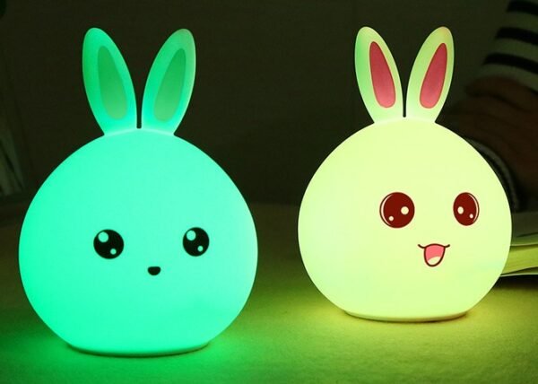 Cute Night Light Animal Rabbit Night lamps Touch Sensor Silicone LED Colorful Lights - Image 2