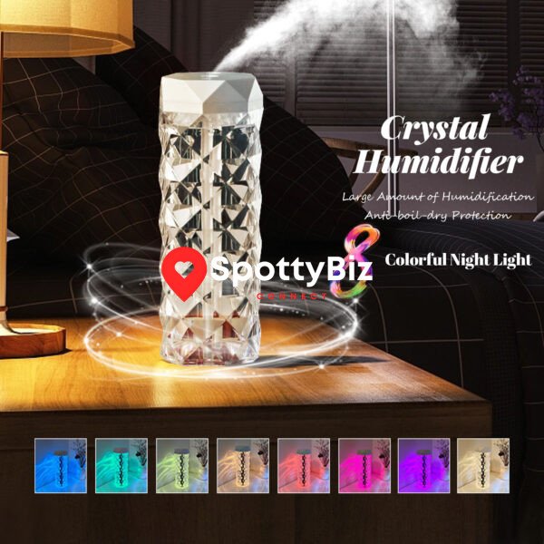 Crystal Lamp Air Humidifier Color Night Light Touch Lamp With Cool Mist Maker Fogger LED Atmosphere Room Decoration Home Decor Lights