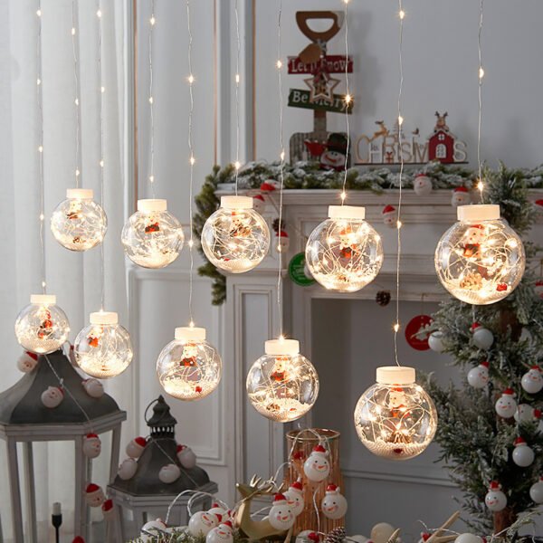 10PCS LED Christmas Curtain Lamp Fairy Snowman Wishing Ball Lamp String Christmas Window Decoration Christmas Light Room - Image 7