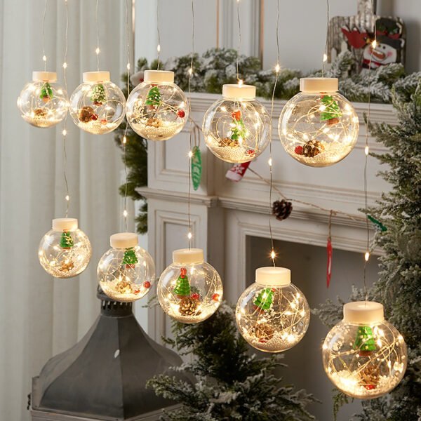 10PCS LED Christmas Curtain Lamp Fairy Snowman Wishing Ball Lamp String Christmas Window Decoration Christmas Light Room - Image 9