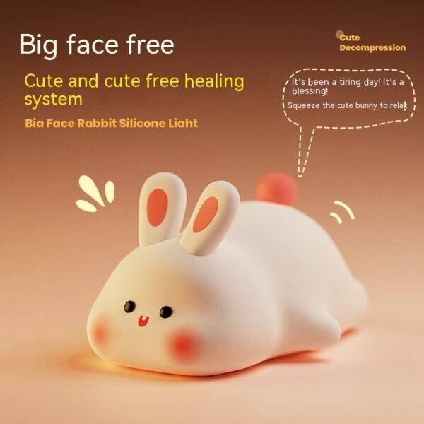 Cute LED Night Light Touch Sensor Cartoon Kid's Nightlights Big Face Rabbit Silicone Night Light Christmas Gift Bedside Lamp Home Decor - Image 5