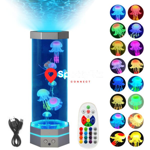 Jellyfish Lava Lamp 17 Colors Changing 15inch Jellyfish Lamp With Remote Control USB Plug-in Bubble Fish Lamp Kids Night Light Creative Projector Lamp Home Decor