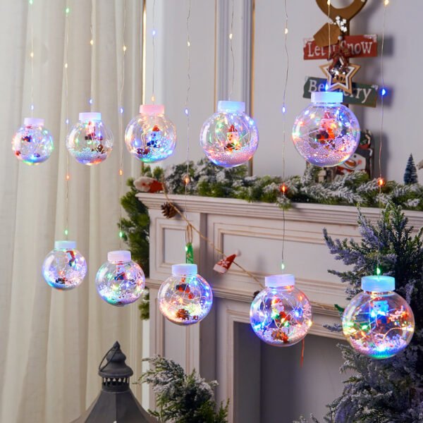 10PCS LED Christmas Curtain Lamp Fairy Snowman Wishing Ball Lamp String Christmas Window Decoration Christmas Light Room - Image 3