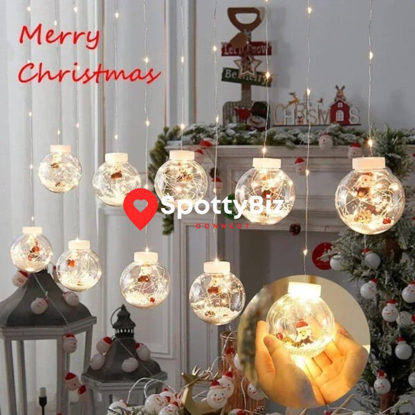 10PCS LED Christmas Curtain Lamp Fairy Snowman Wishing Ball Lamp String Christmas Window Decoration Christmas Light Room